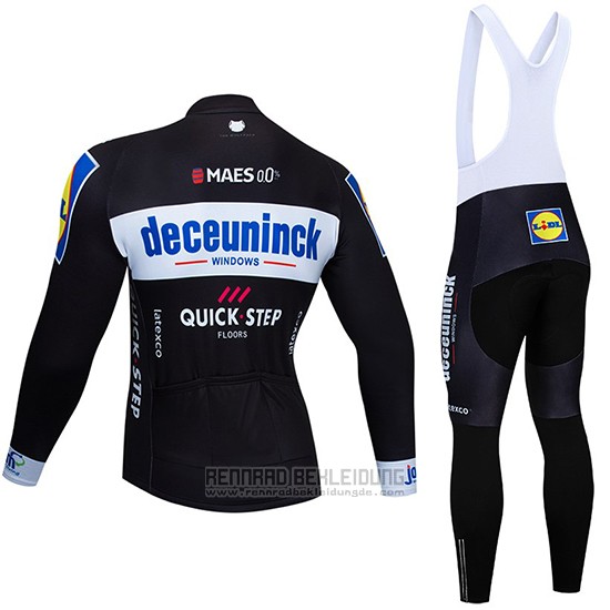 2019 Fahrradbekleidung Deceuninck Quick Step Shwarz Wei Trikot Langarm und Tragerhose - zum Schließen ins Bild klicken